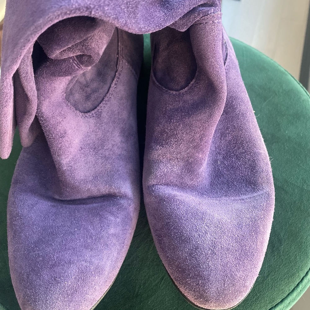 Vintage, Purple Genuine Suede Leather Slouchy Boots Size 9 - Picture 6 of 16